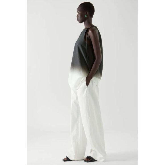 COS Women's Halter Neck Sleeveless Ombre Print Tunic Blouse Gray Size 4 - Picture 2 of 13